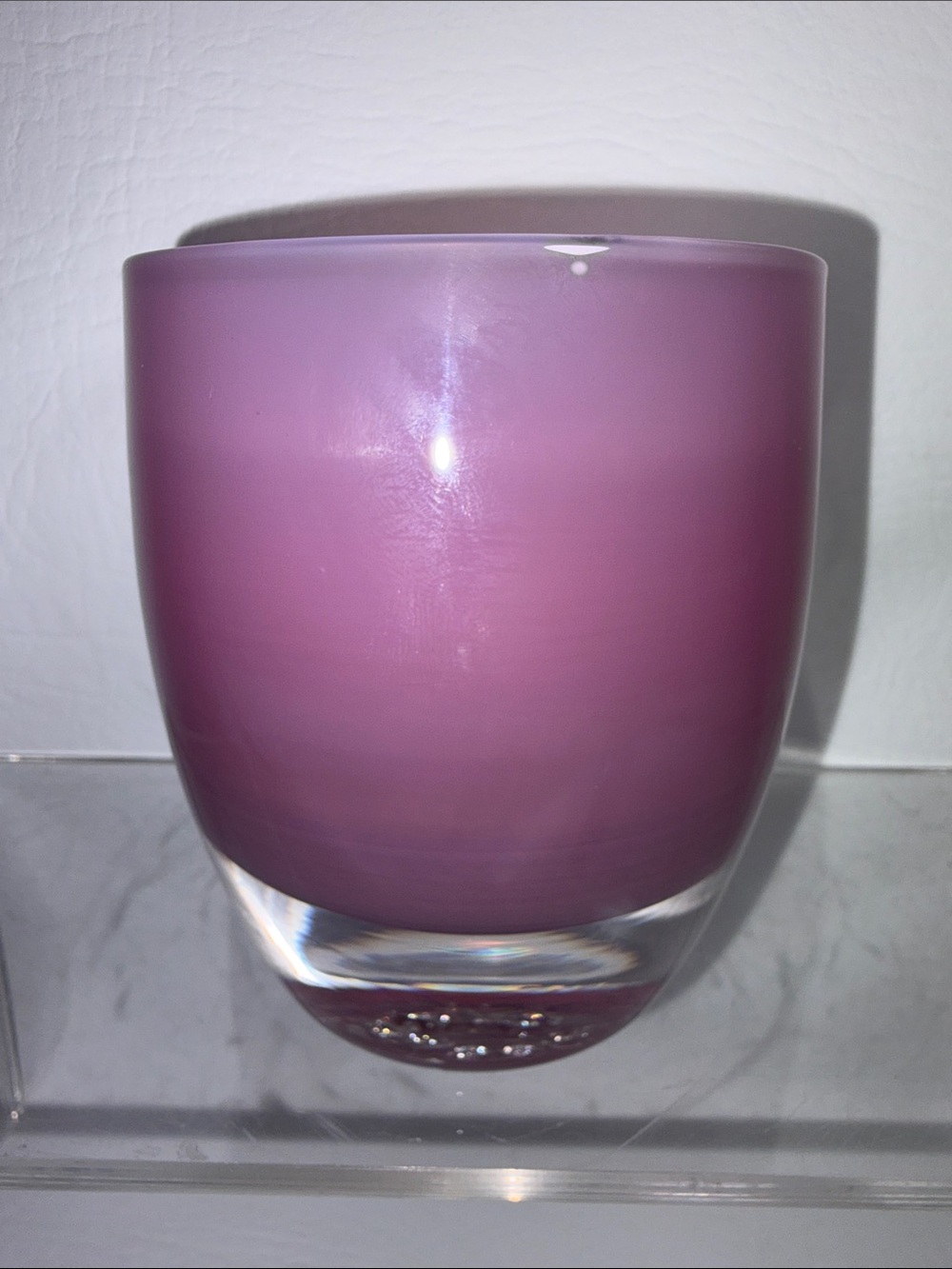 Glassybaby Handblown Art Glass Pink and Lavender Candle Holder
